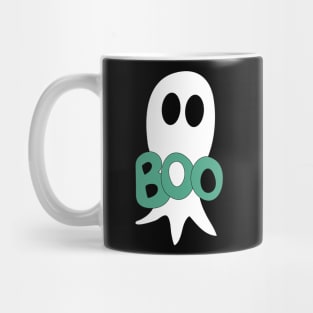 Cute Halloween ghost cartoon with BOO text Mug